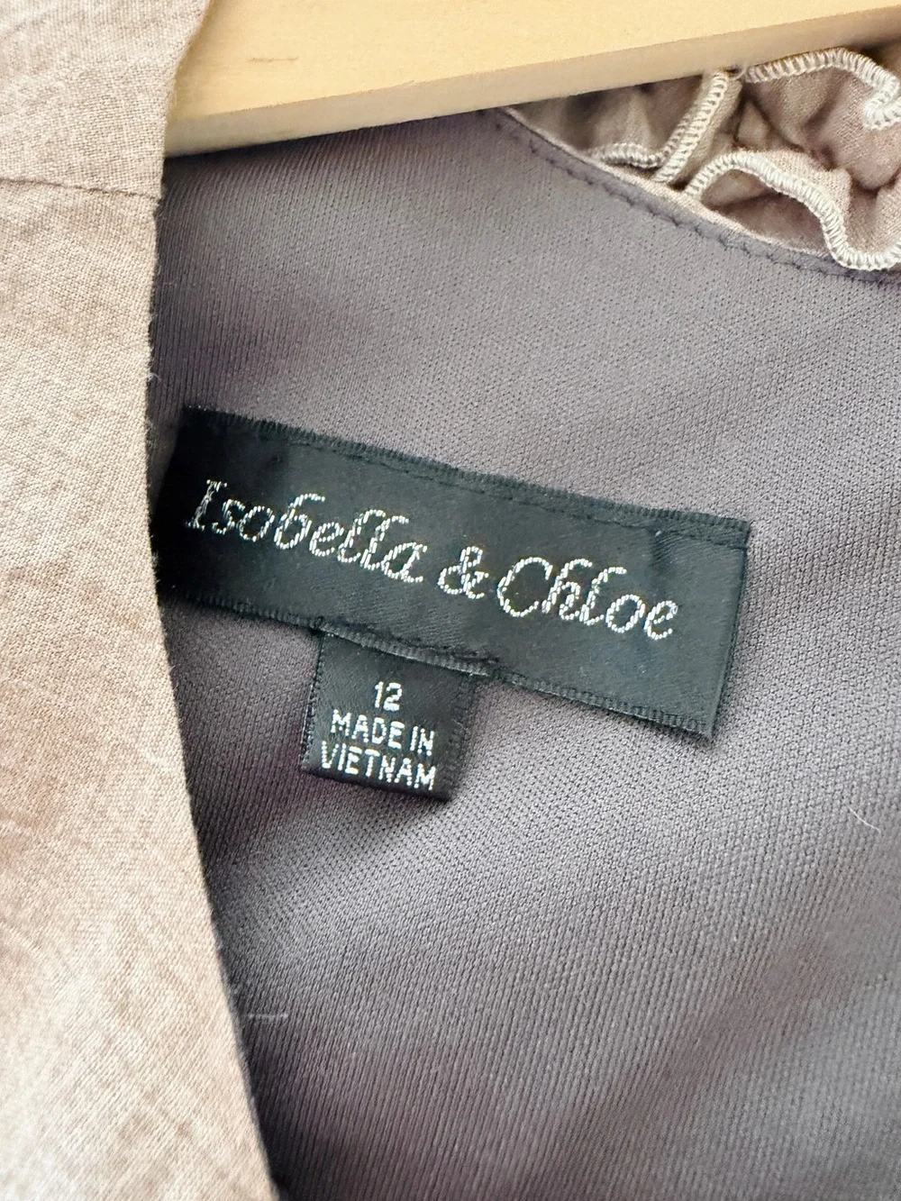 Isabella & Chloe Tan Gray Embroidered Tiered Dress